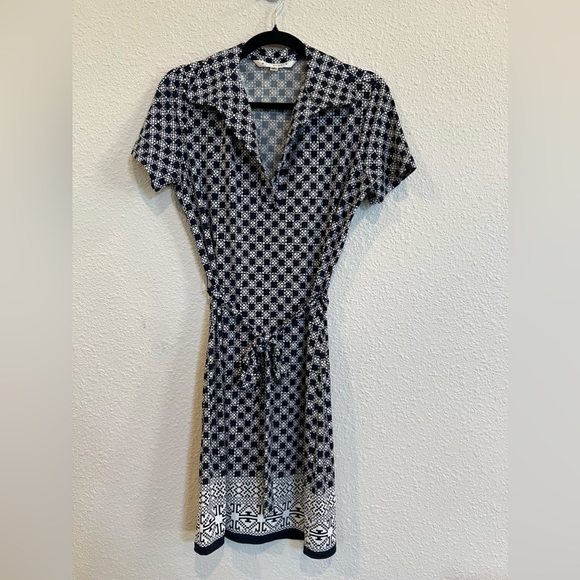 Nordstrom Max Studio collared short sleeve geometric belted dress size XS a443 - Picture 1 of 4